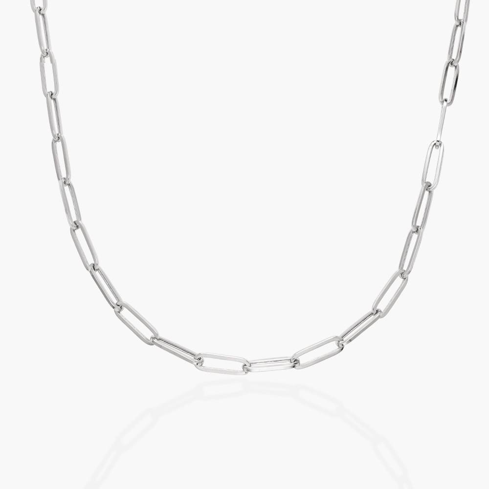 Classic Paperclip Chain Necklace - 14k White Gold-1 product photo