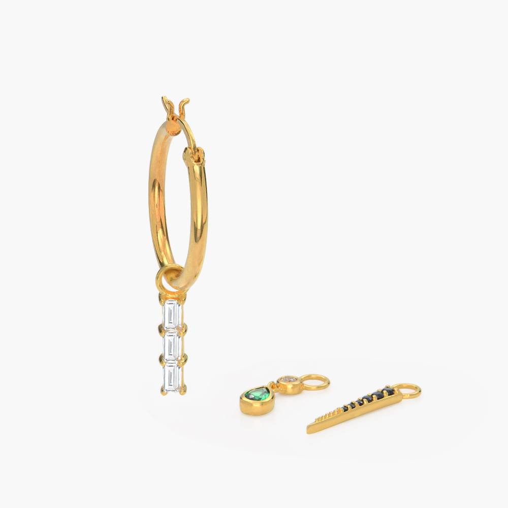 Cocktail Hoops with 3 Charms- Gold Vermeil-3 product photo