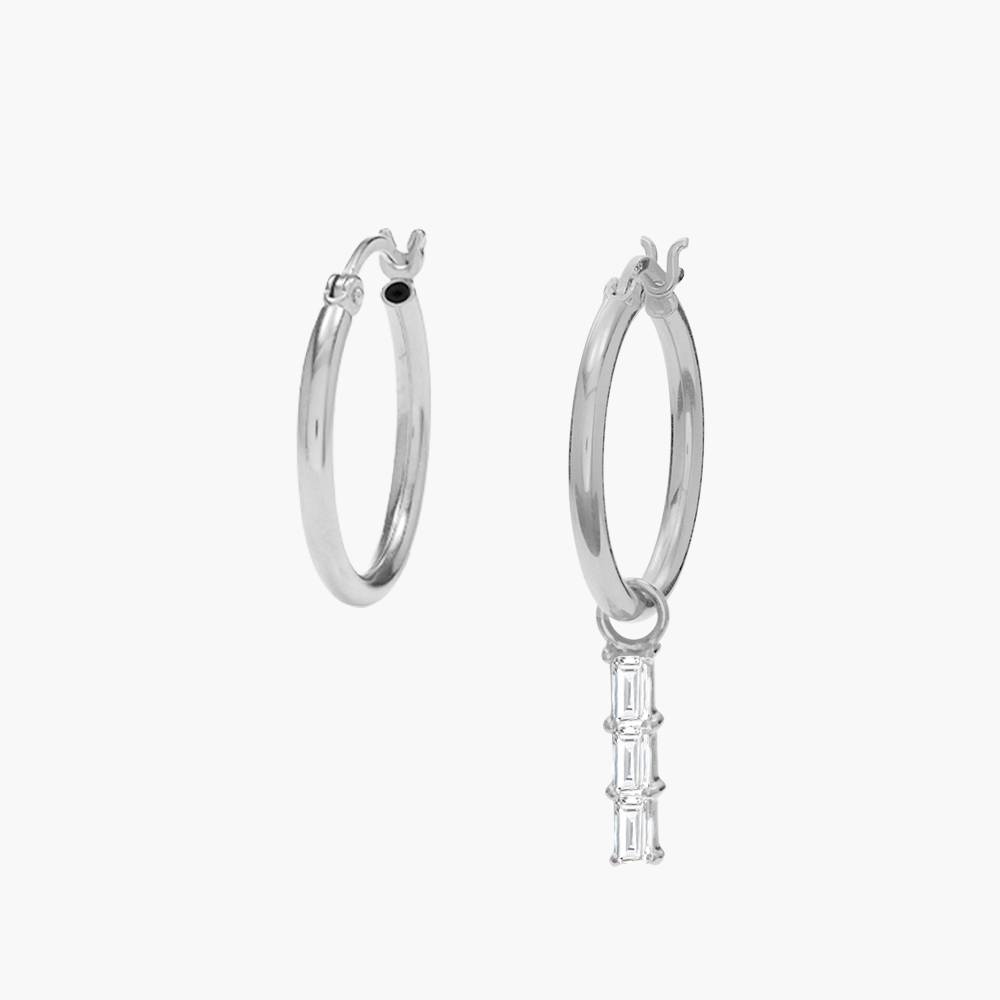 Cocktail Hoops with 3 Charms- Silver-3 product photo