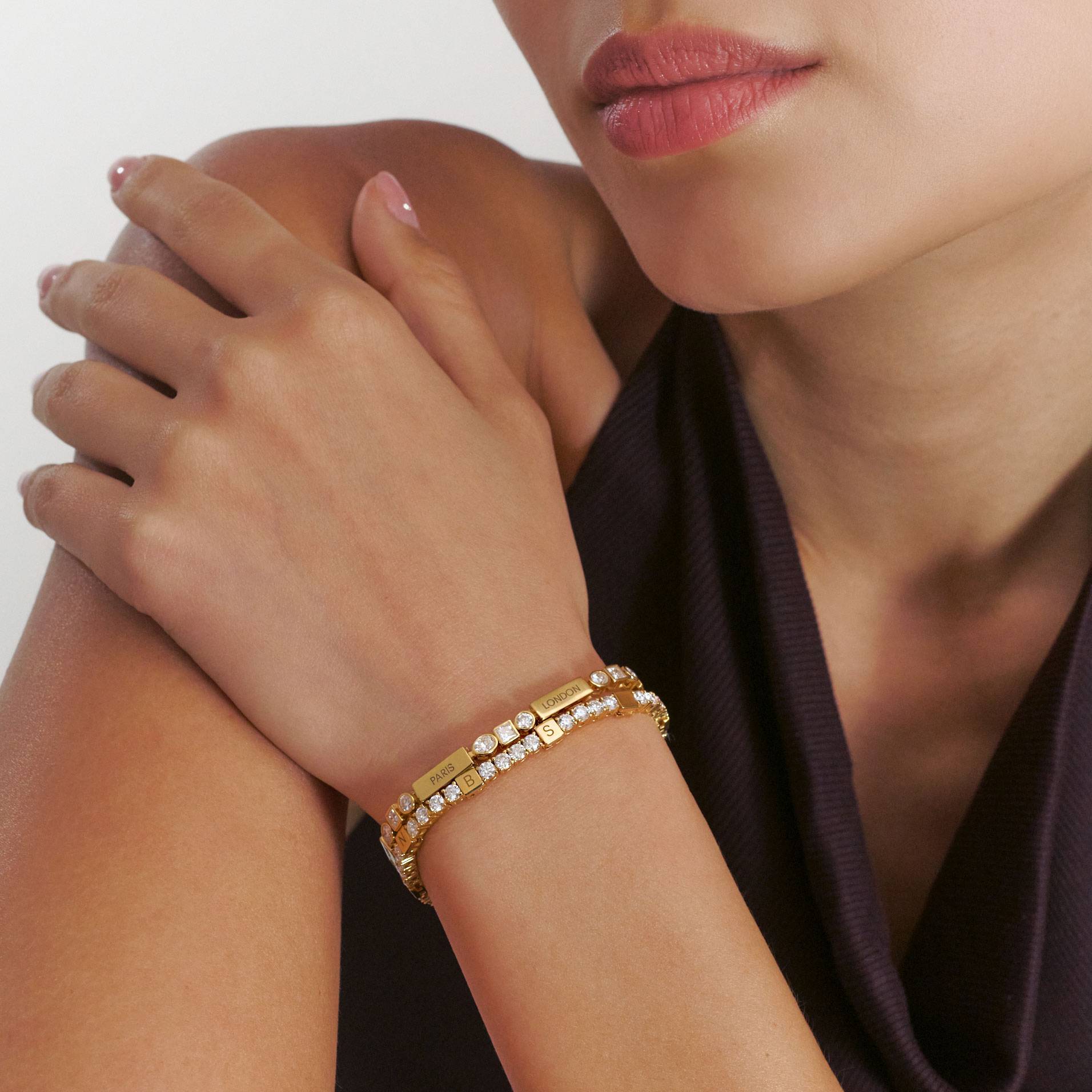 Courtship Engraved Tennis Bracelet- Gold Vermeil-4 Courtship Engraved Tennis Bracelet- Gold Vermeil-4 product photo