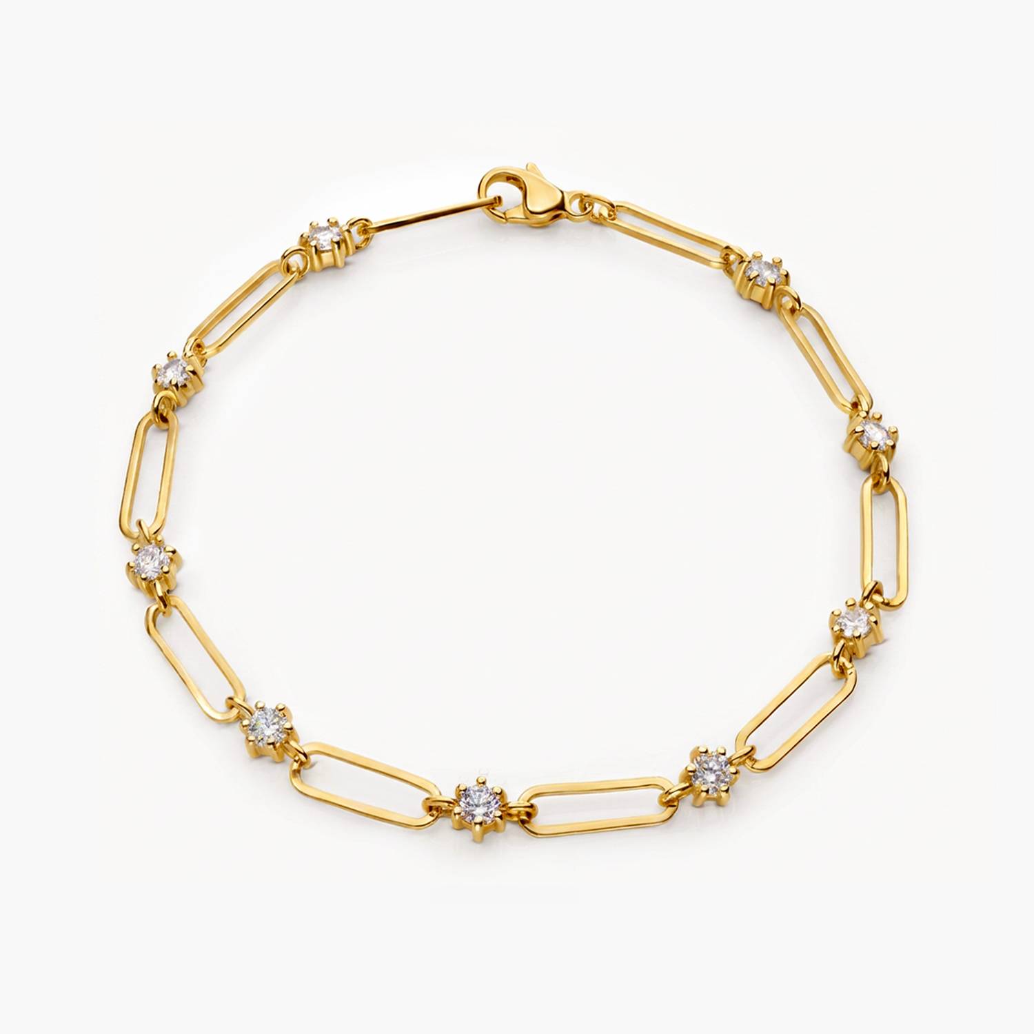 Crystal Paperclip Bracelet - Gold-1 product photo
