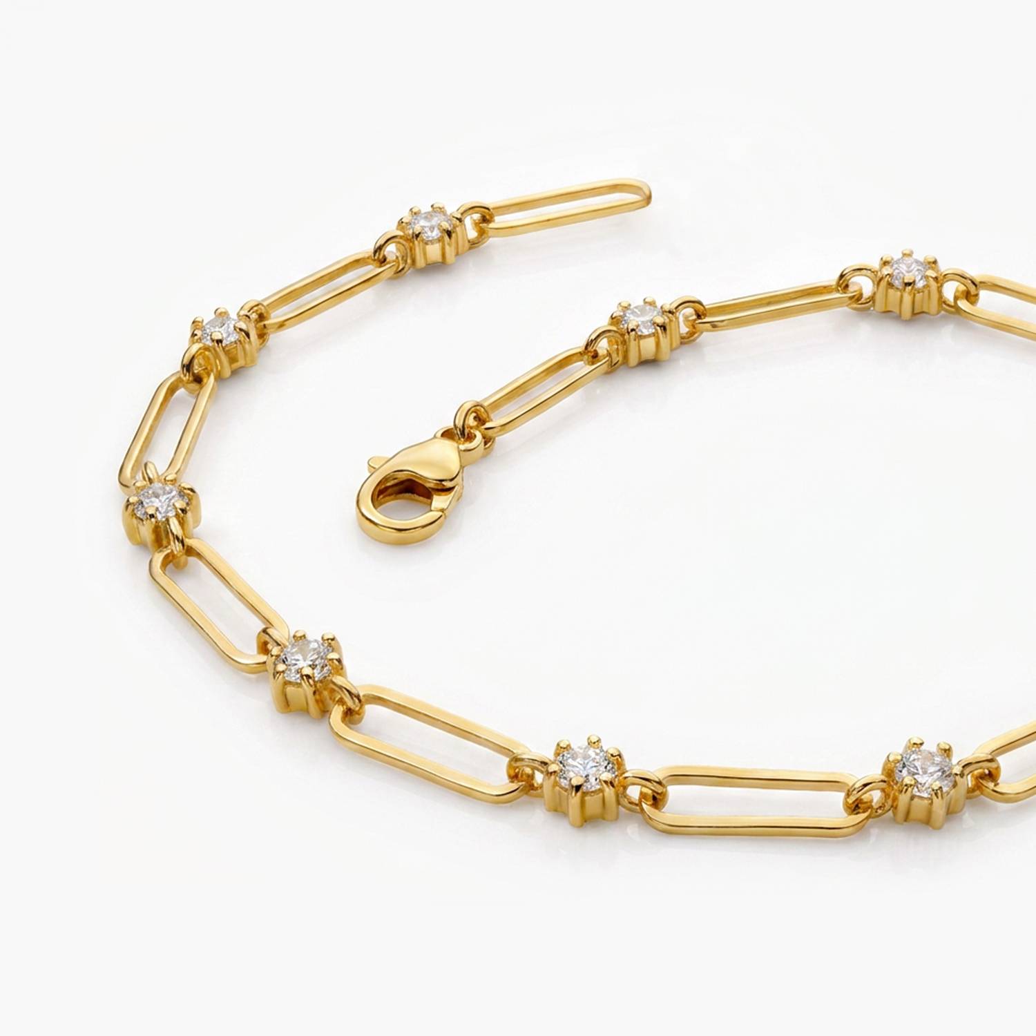 Crystal Paperclip Bracelet - Gold-2 product photo