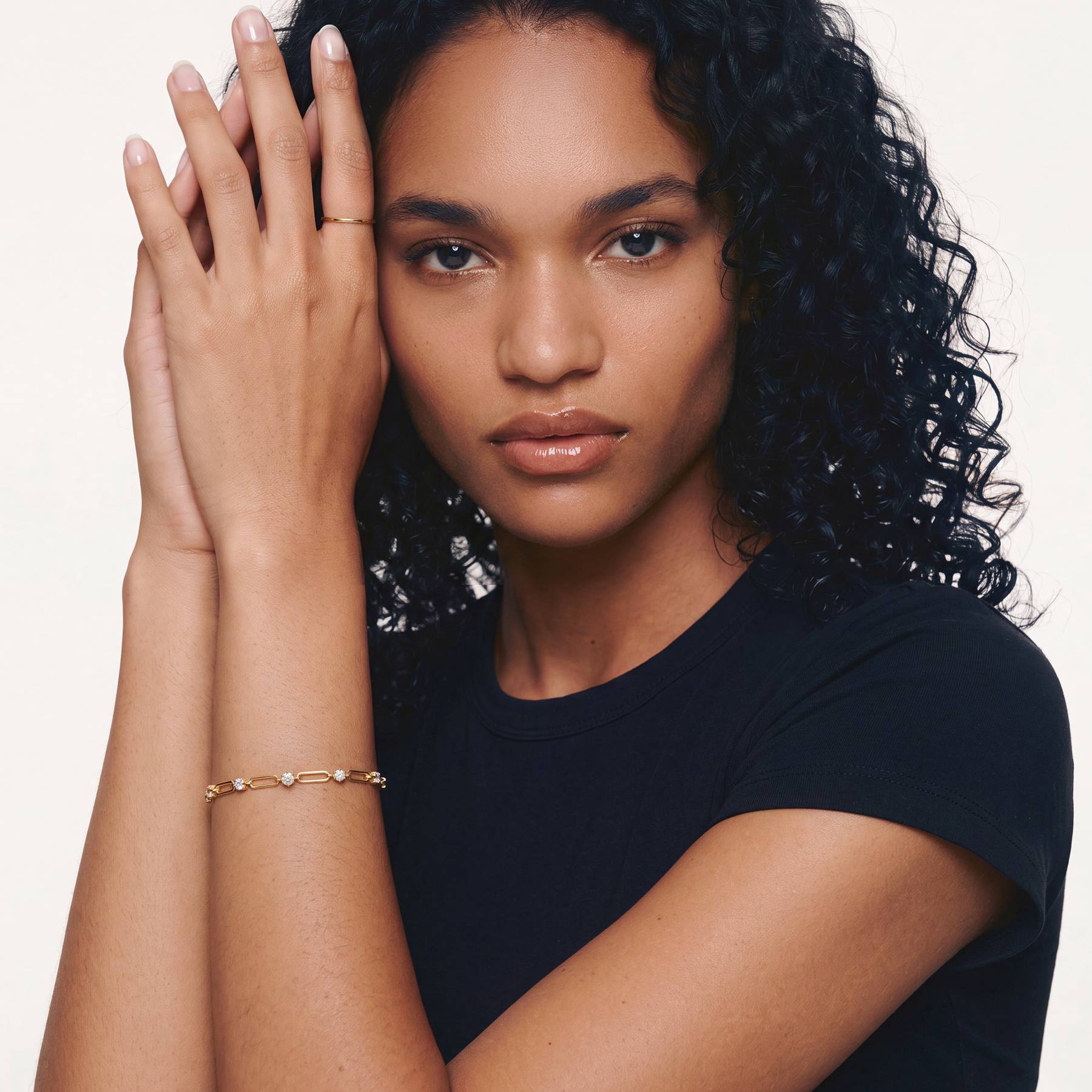 Crystal Paperclip Bracelet - Gold-3 product photo