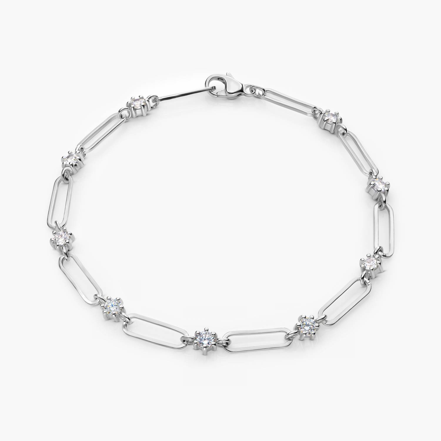 Crystal Paperclip Bracelet - Silver-1 product photo