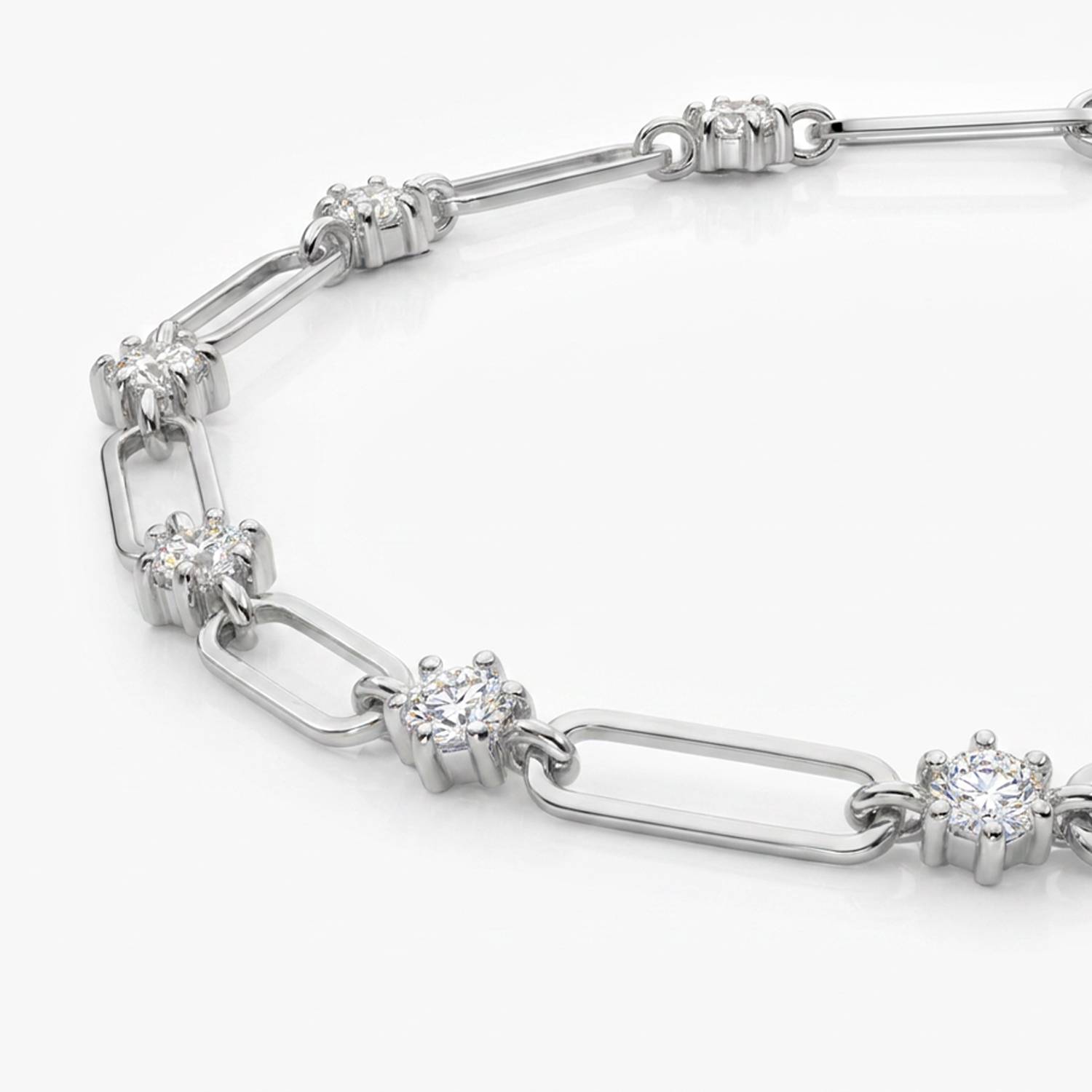 Crystal Paperclip Bracelet - Silver-3 product photo