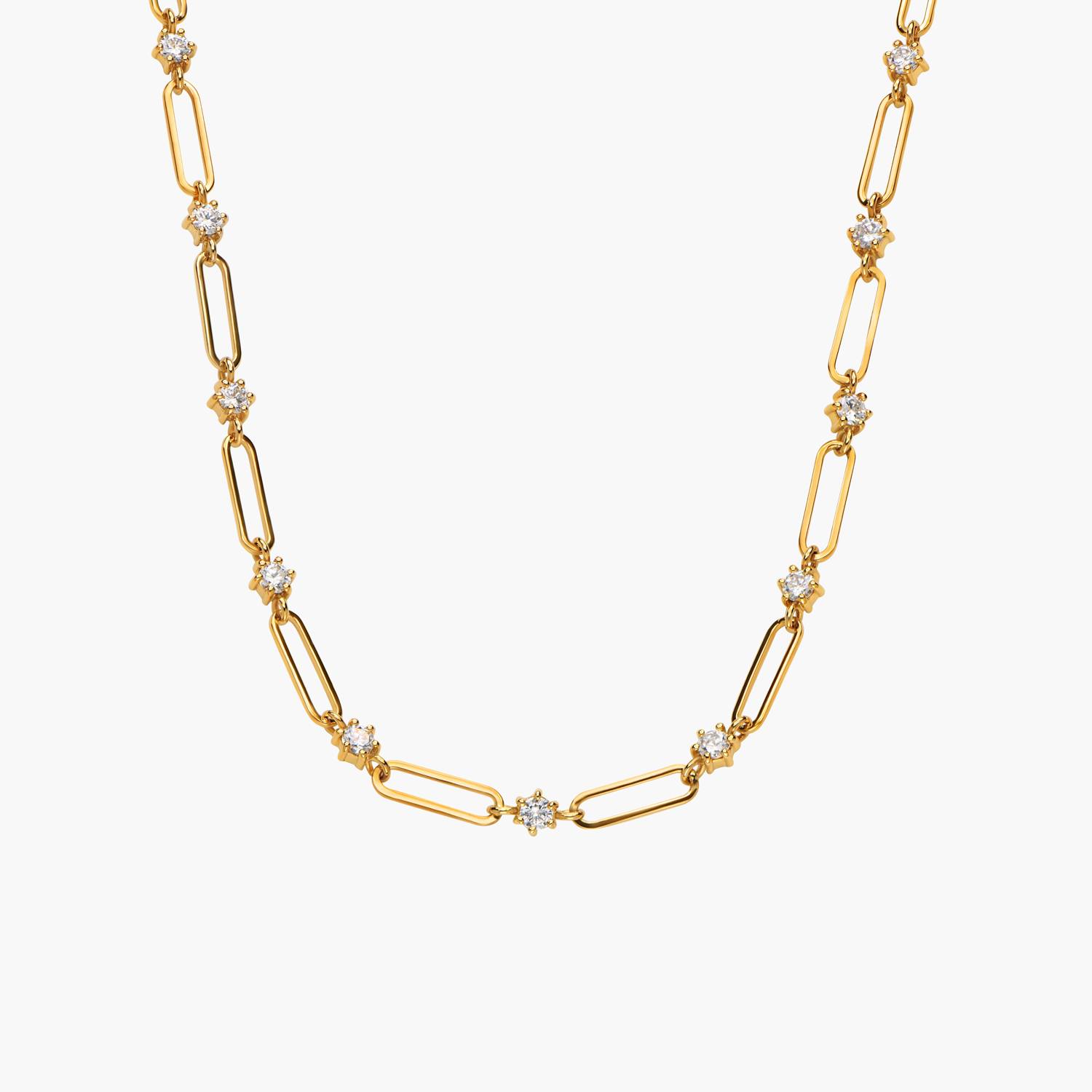 Crystal Paperclip Necklace - Gold-1 product photo