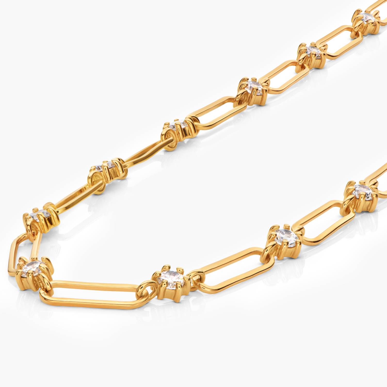 Crystal Paperclip Necklace - Gold-3 product photo