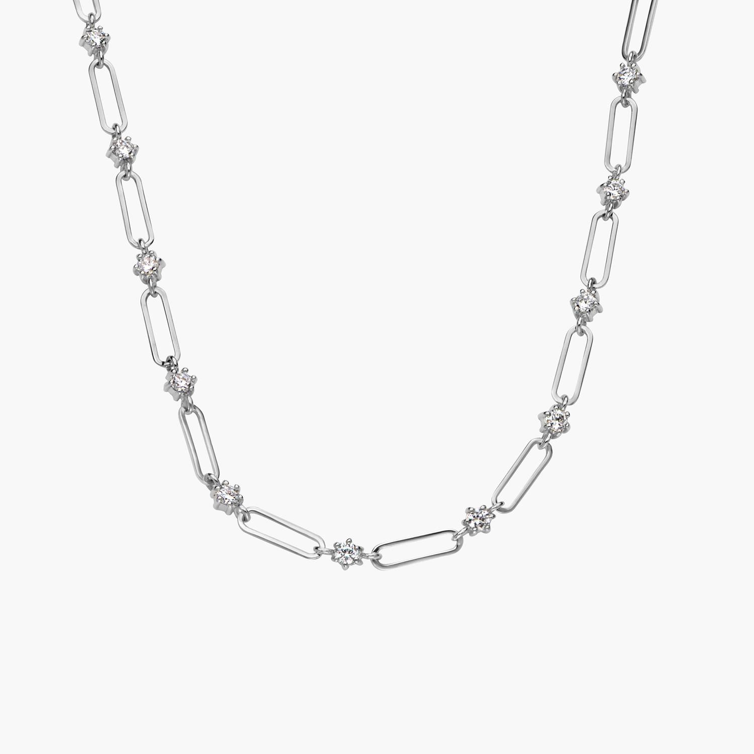 Crystal Paperclip Necklace - Silver-1 product photo