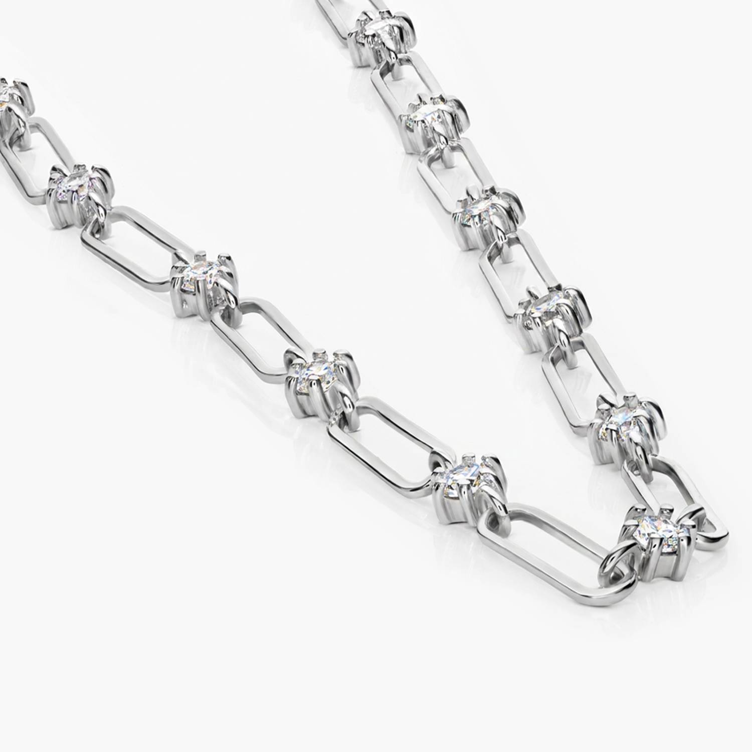 Crystal Paperclip Necklace - Silver-3 product photo