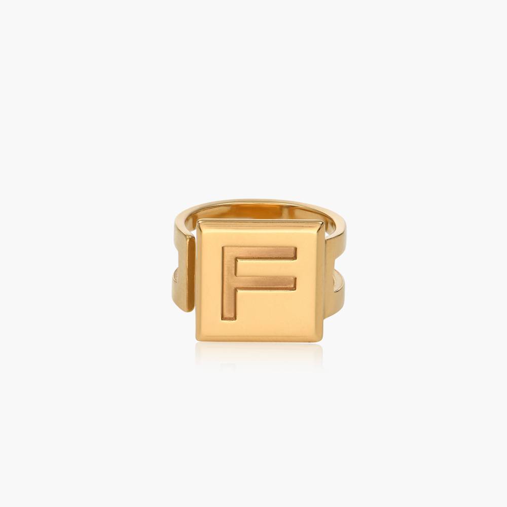 Chocolate Bar Initial Ring - Gold Vermeil-10 product photo