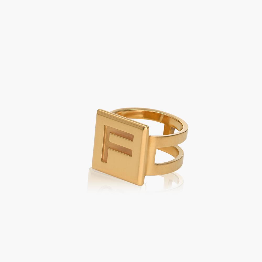 Chocolate Bar Initial Ring - Gold Vermeil-4 product photo