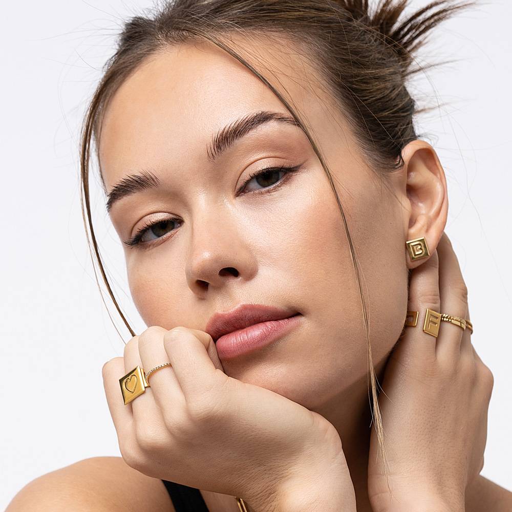 Bague Chocolate Bar Initiale - Or Vermeil-6 photo du produit