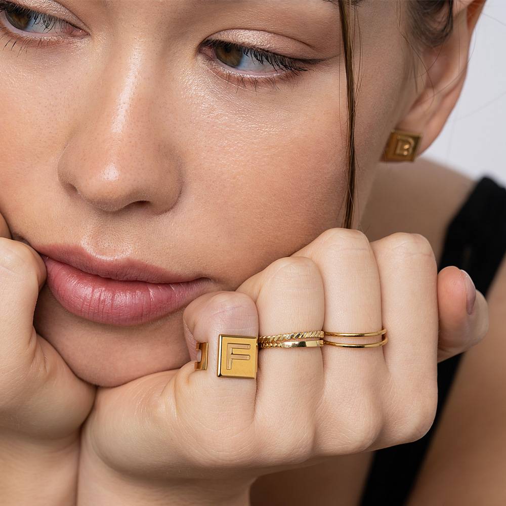 Bague Chocolate Bar Initiale - Or Vermeil-1 photo du produit