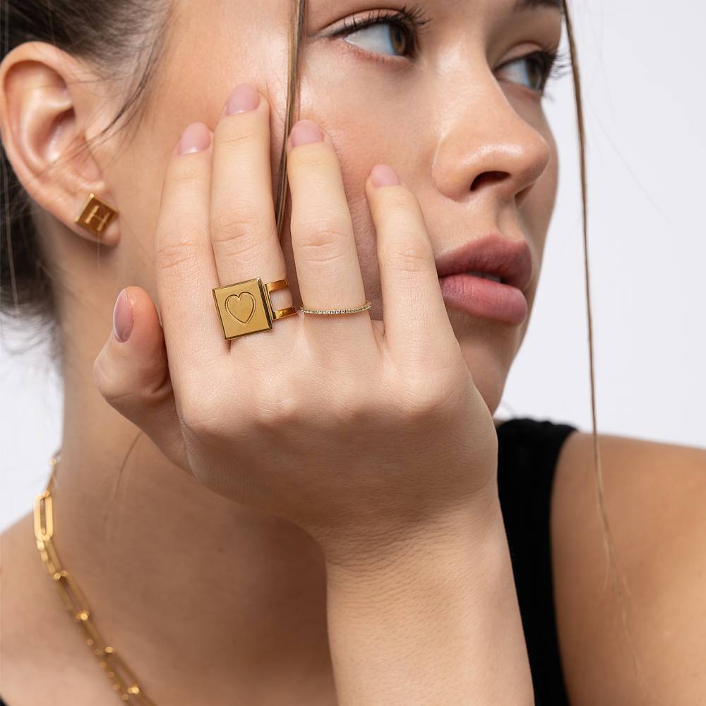 Bague Chocolate Bar Initiale - Or Vermeil-7 photo du produit