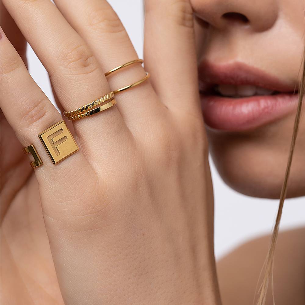 Bague Chocolate Bar Initiale - Or Vermeil-3 photo du produit