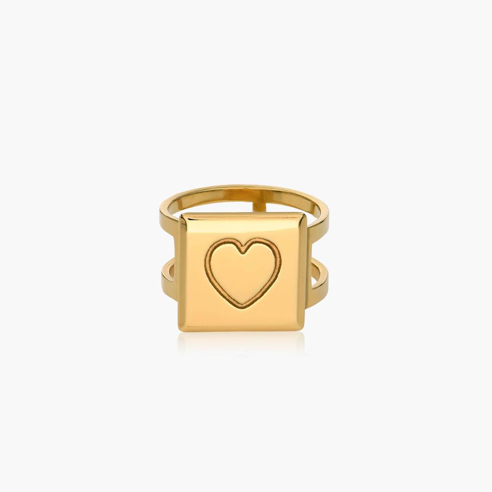 Chocolate Bar Initial Ring - Gold Vermeil-6 product photo