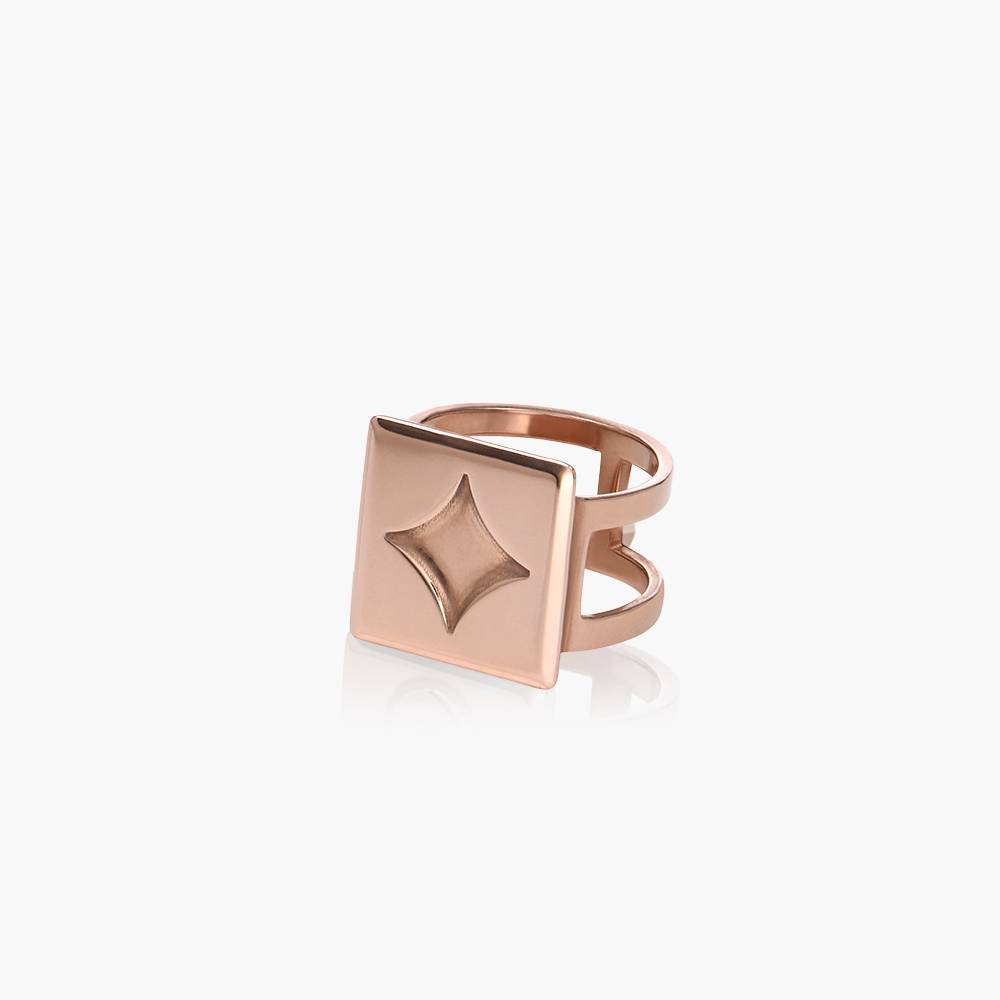Chocolate Bar Initial Ring- Rose Gold Vermeil-2 product photo