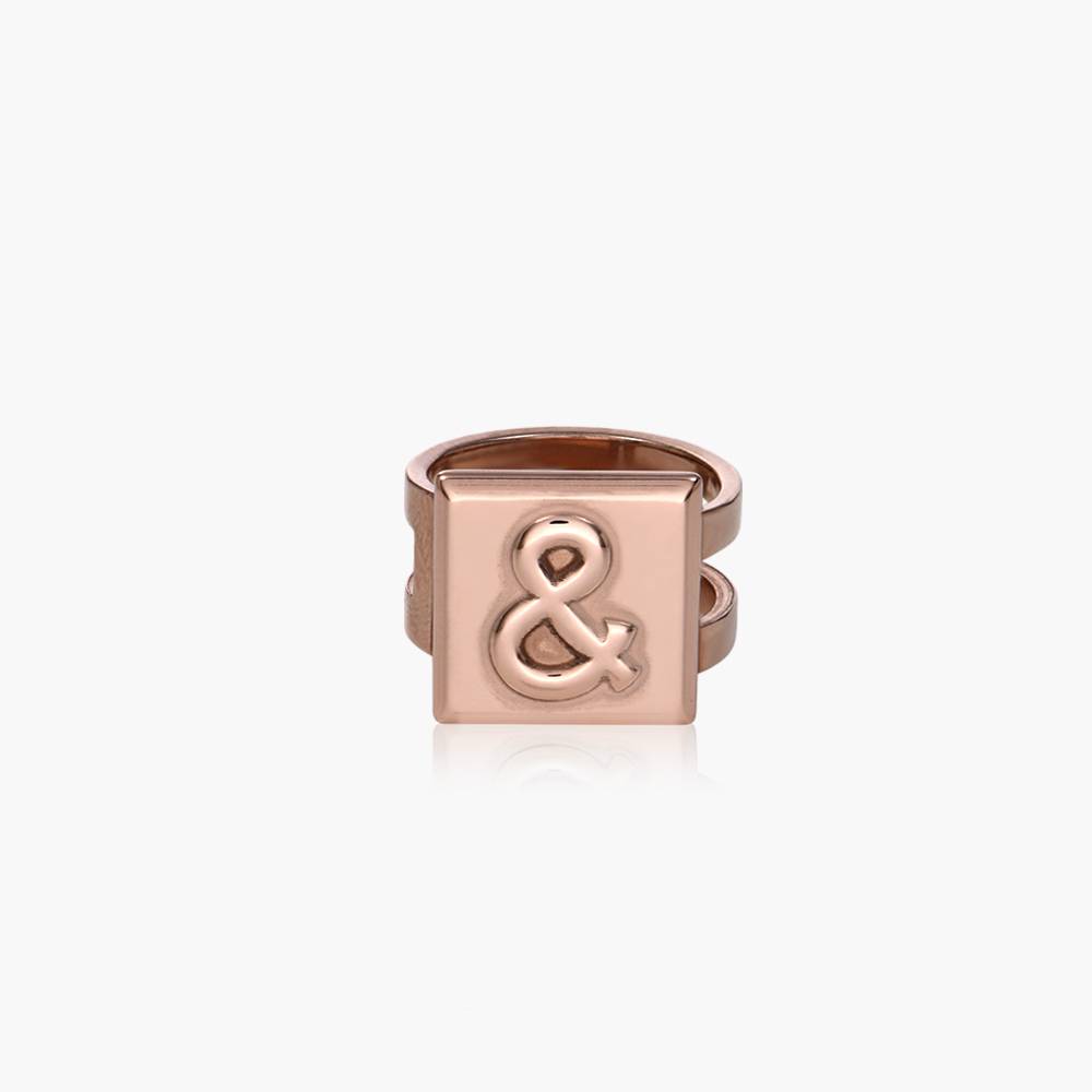 Chocolate Bar Initial Ring- Rose Gold Vermeil-3 product photo
