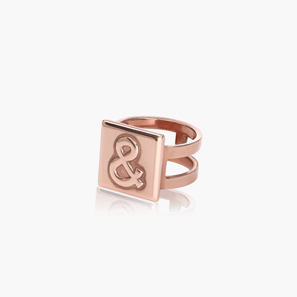 Chocolate Bar Initial Ring- Rose Gold Vermeil-4 product photo