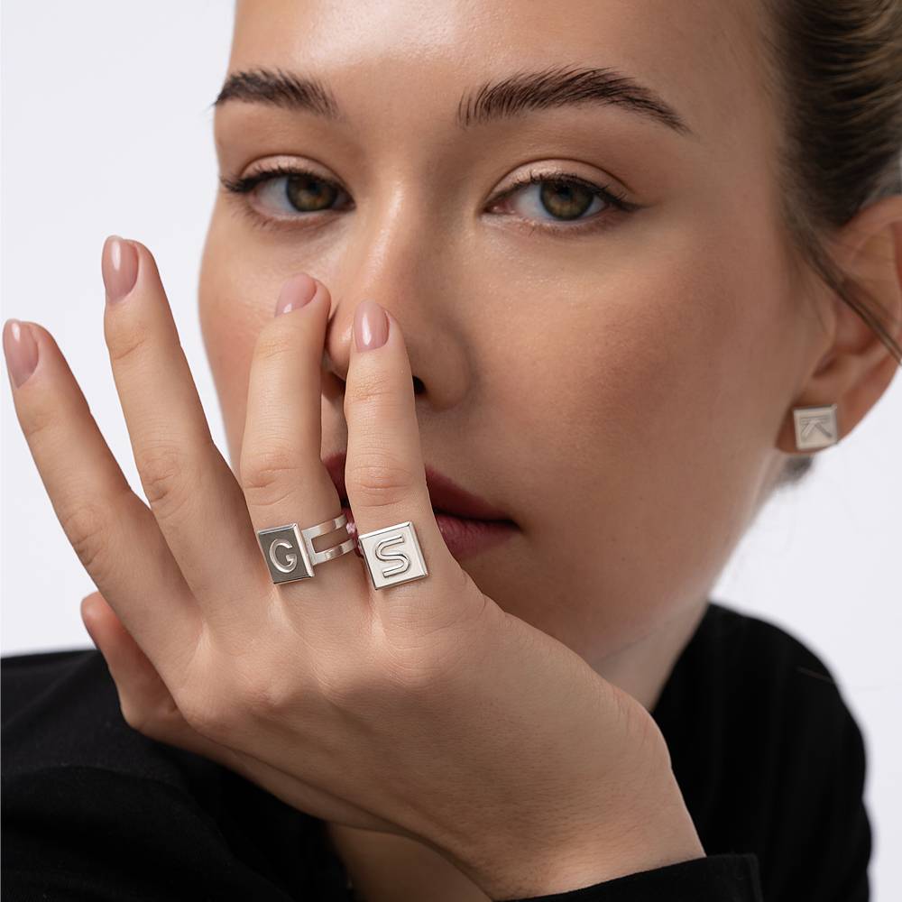 Bague Chocolate Bar Initiale - Argent 925-3 photo du produit