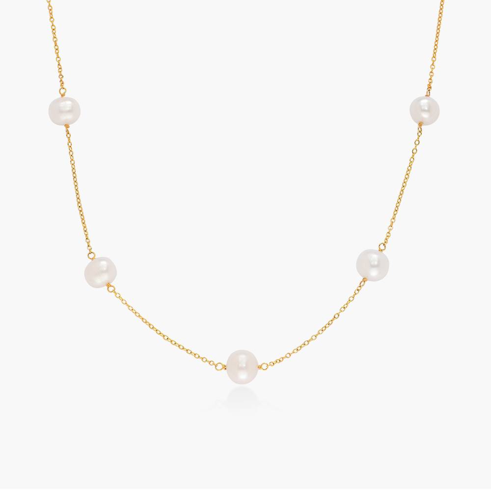 Isla White Pearl Necklace With Paperclip Chain - Gold Plated - Oak & Luna