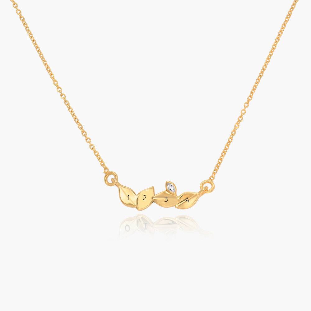 Dainty Initial Leaves Necklace With Cubic Zirconia- Gold Vermeil-6 product photo