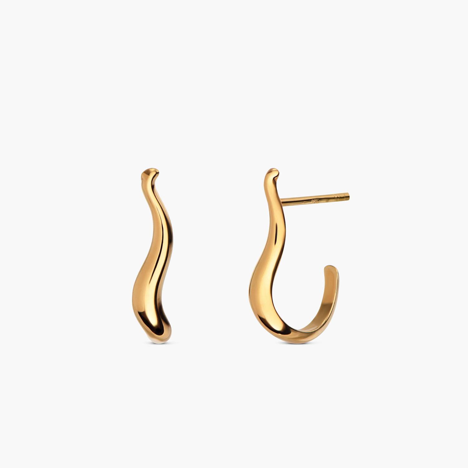 Dainty Wave Stud Earrings- Gold Vermeil