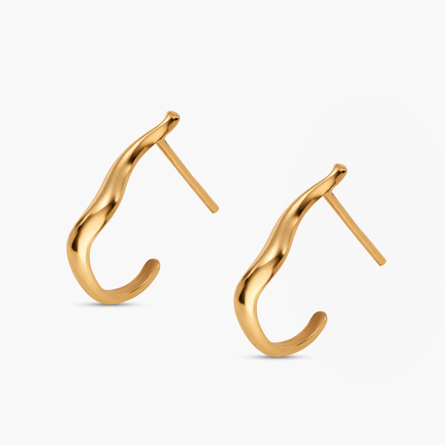 Dainty Wave Stud Earrings- Gold Vermeil-4 product photo