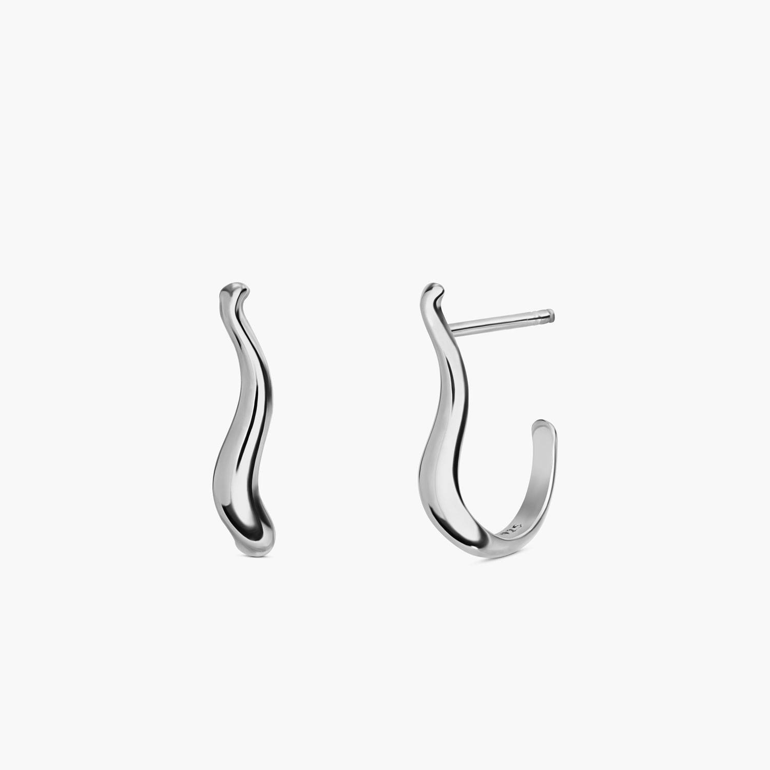 Dainty Wave Stud Earrings- Silver