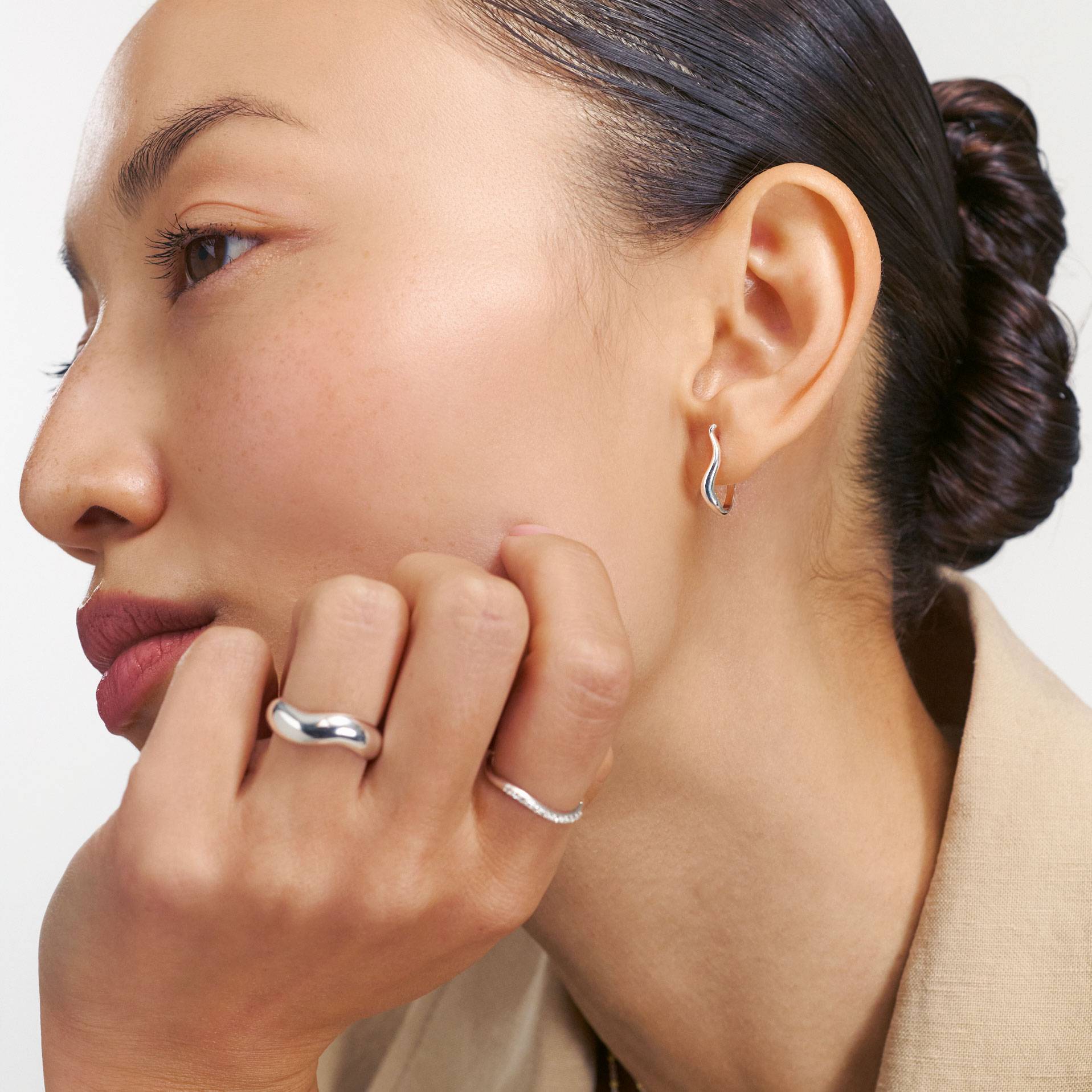 Boucles d’oreilles vague – Argent-4 photo du produit