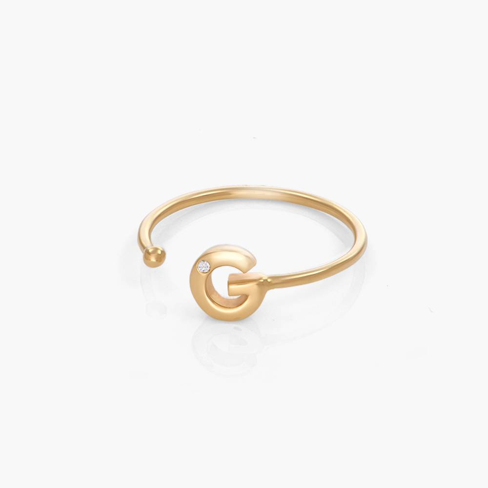 Diamond Accent Initial Ring with diamonds - 10k Yellow Gold-5 product photo