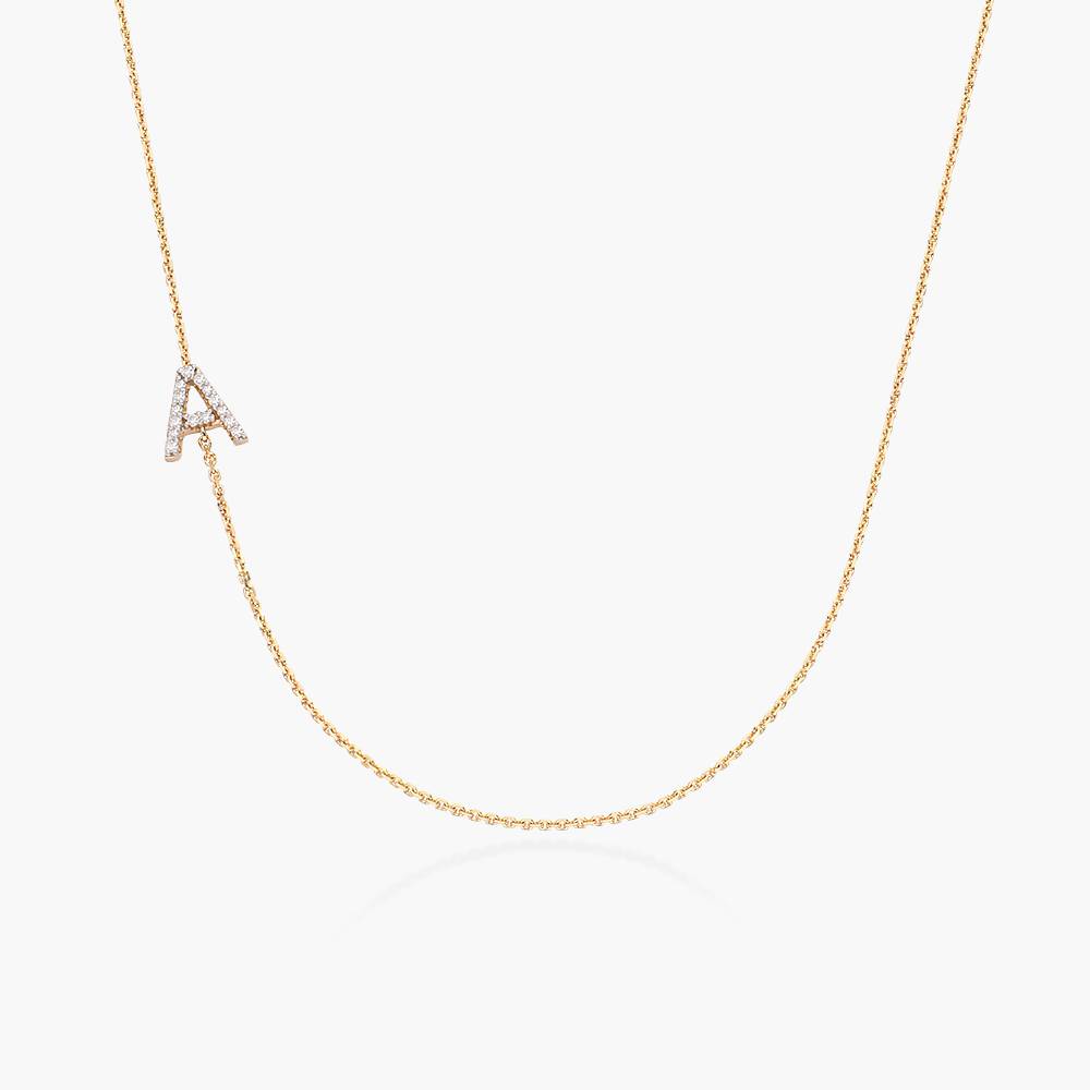 Diamond-Accent Side Initial Pendant in 14k Yellow Gold