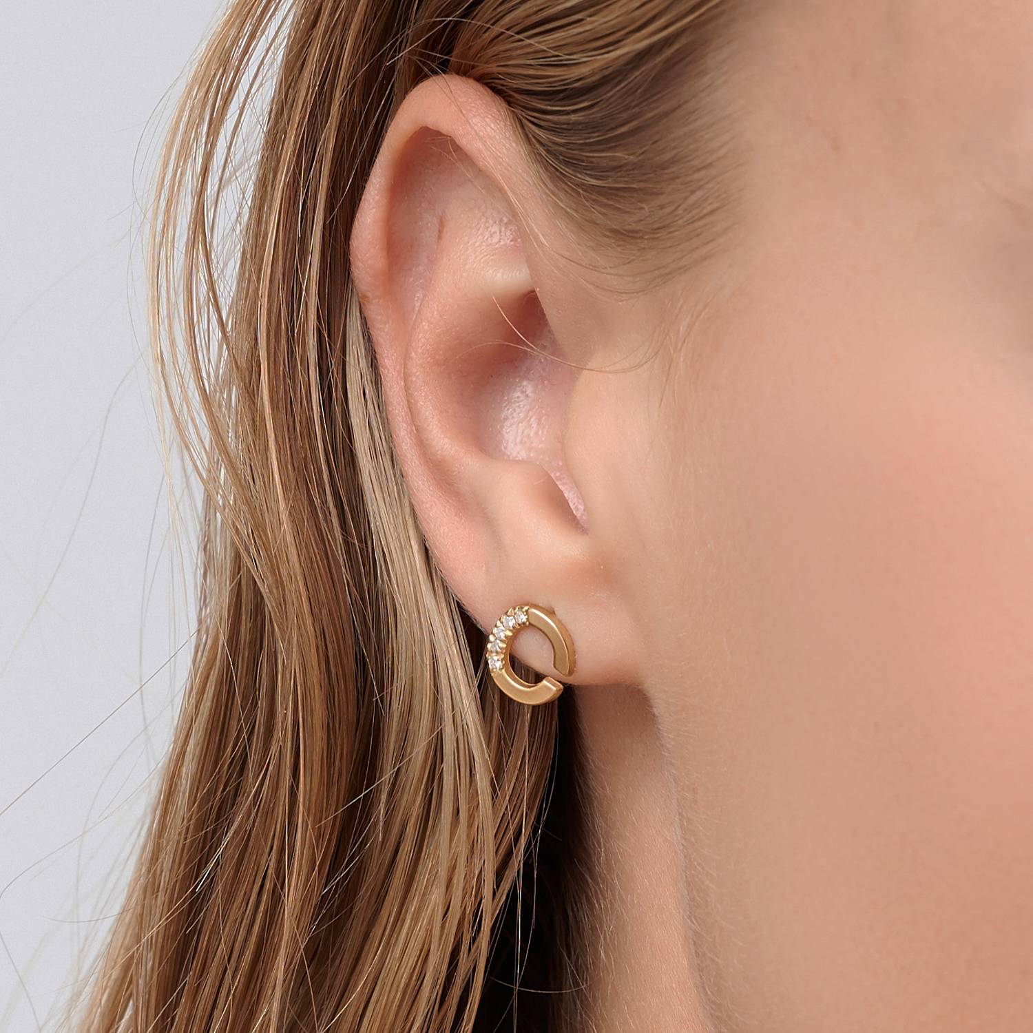 Boucle d'oreilles Stud, Diamant - Or Jaune 14 carat photo du produit