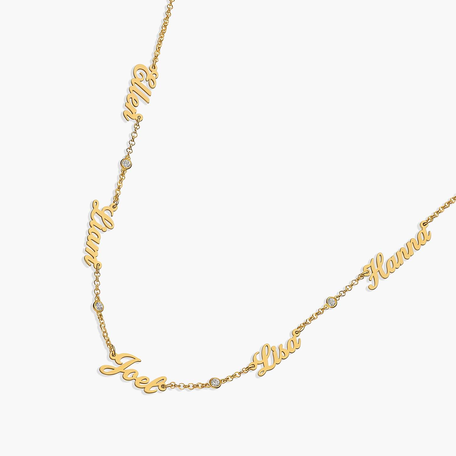 Multiple Name Necklace with Diamonds - Gold Vermeil-4 product photo