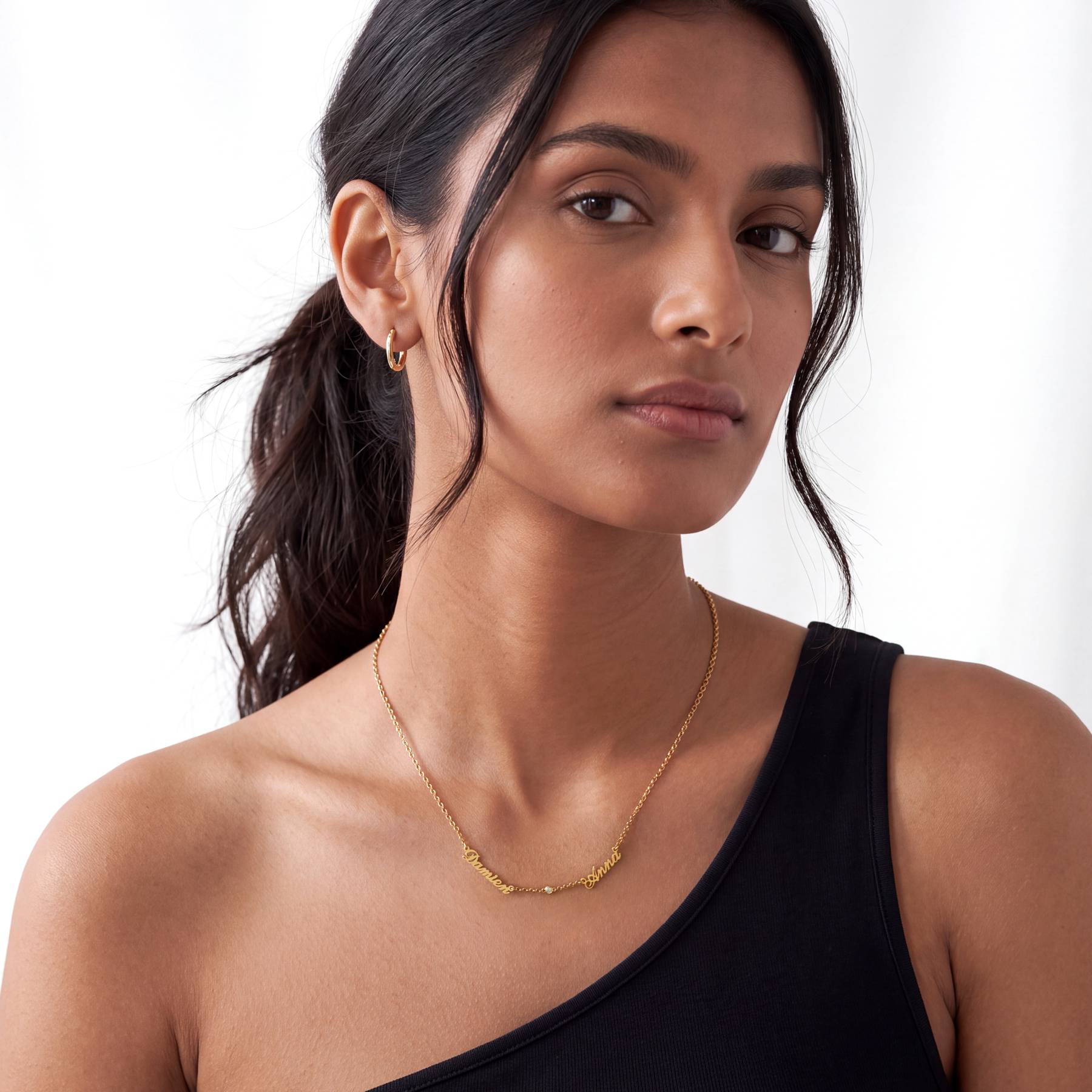 Multiple Name Necklace with Diamonds - Gold Vermeil-3 product photo