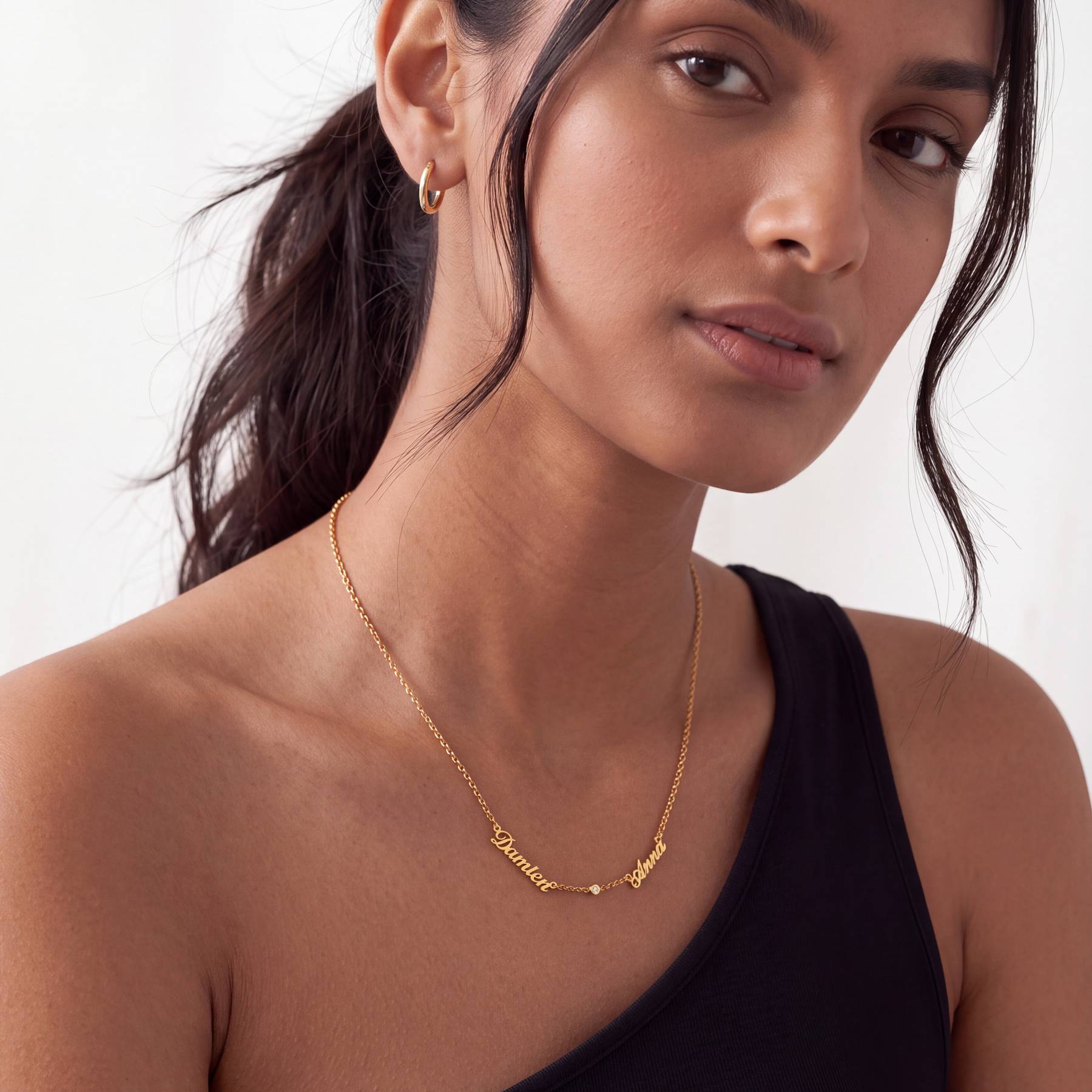 Multiple Name Necklace with Diamonds - Gold Vermeil-2 product photo