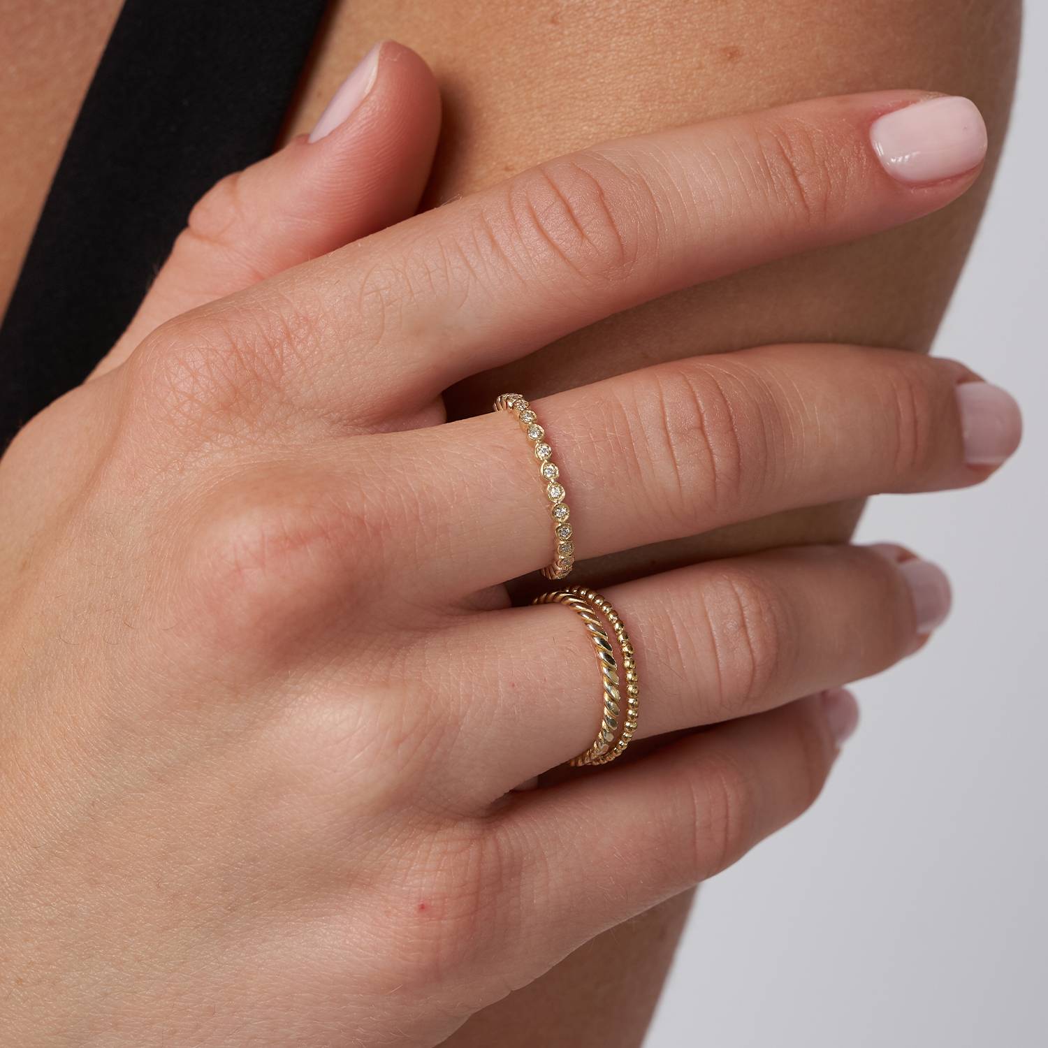 Eternity Diamonds Ring - 14K Solid Gold-3 product photo