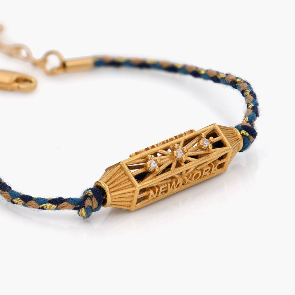 Diamonds Talisman Bracelet with Blue Cord - Gold Vermeil-6 product photo