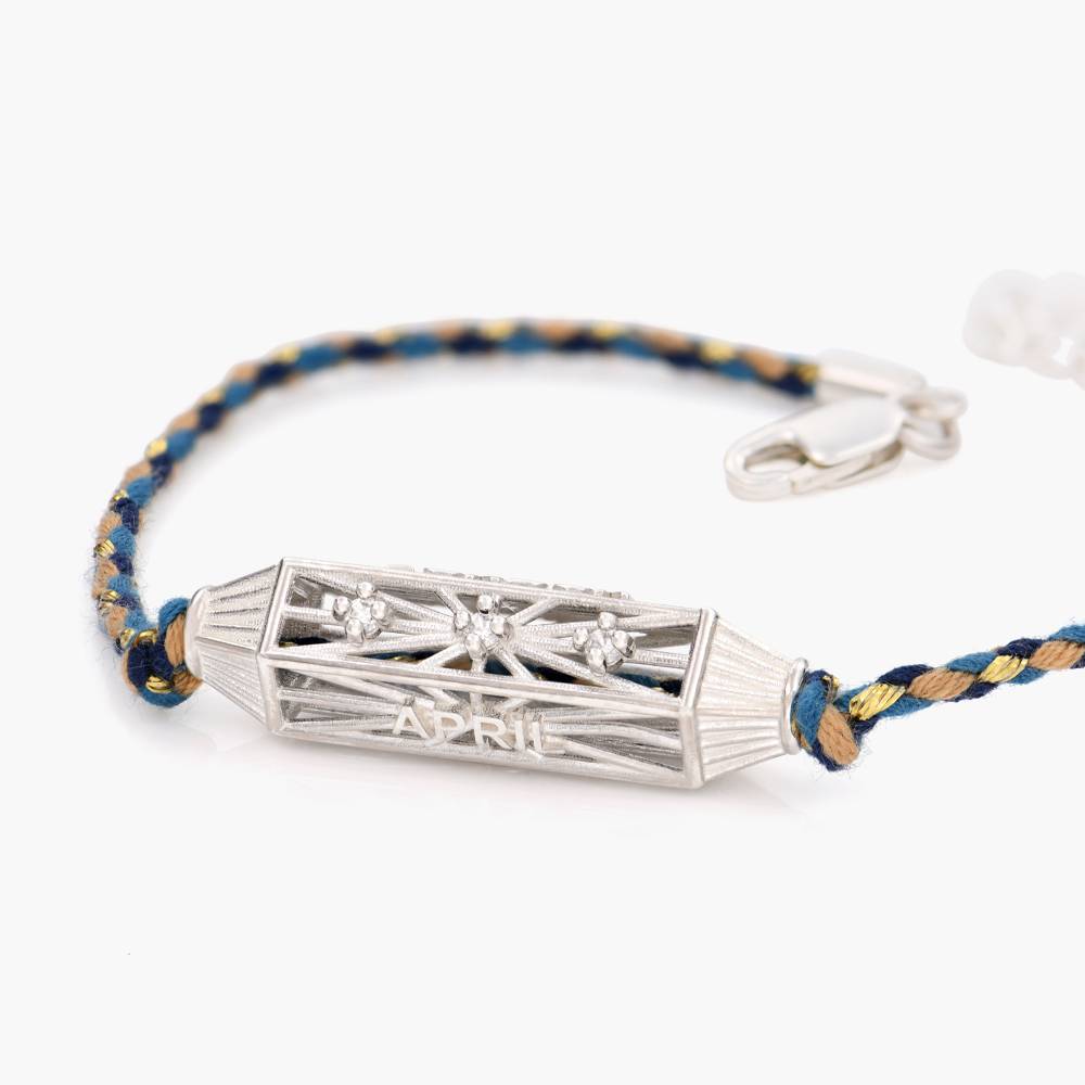 Diamonds Talisman Bracelet with Blue Cord - Silver-2 product photo