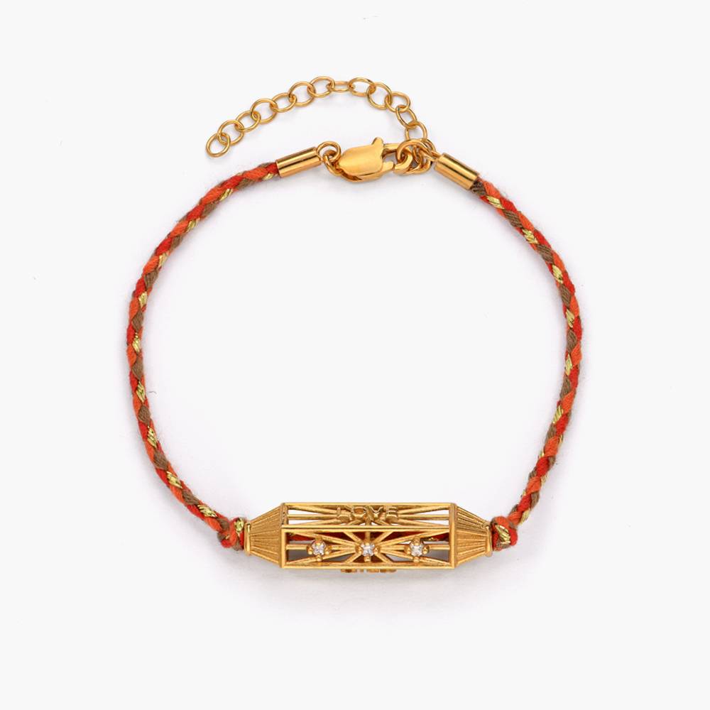 Diamonds Talisman Bracelet with Orange Cord - Gold Vermeil-2 product photo