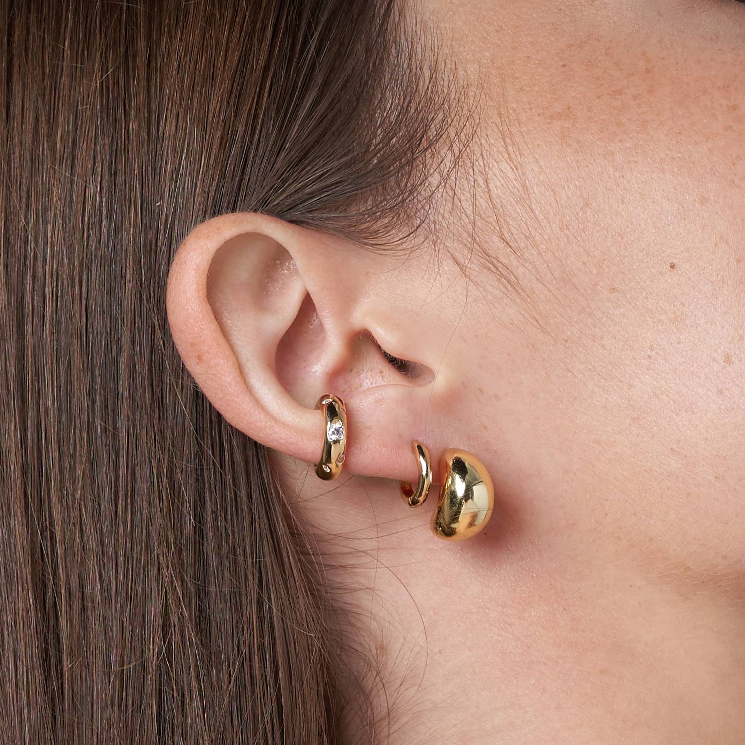 Dome Ear Cuff with Cubic Zirconia - Gold Vermeil-1 product photo