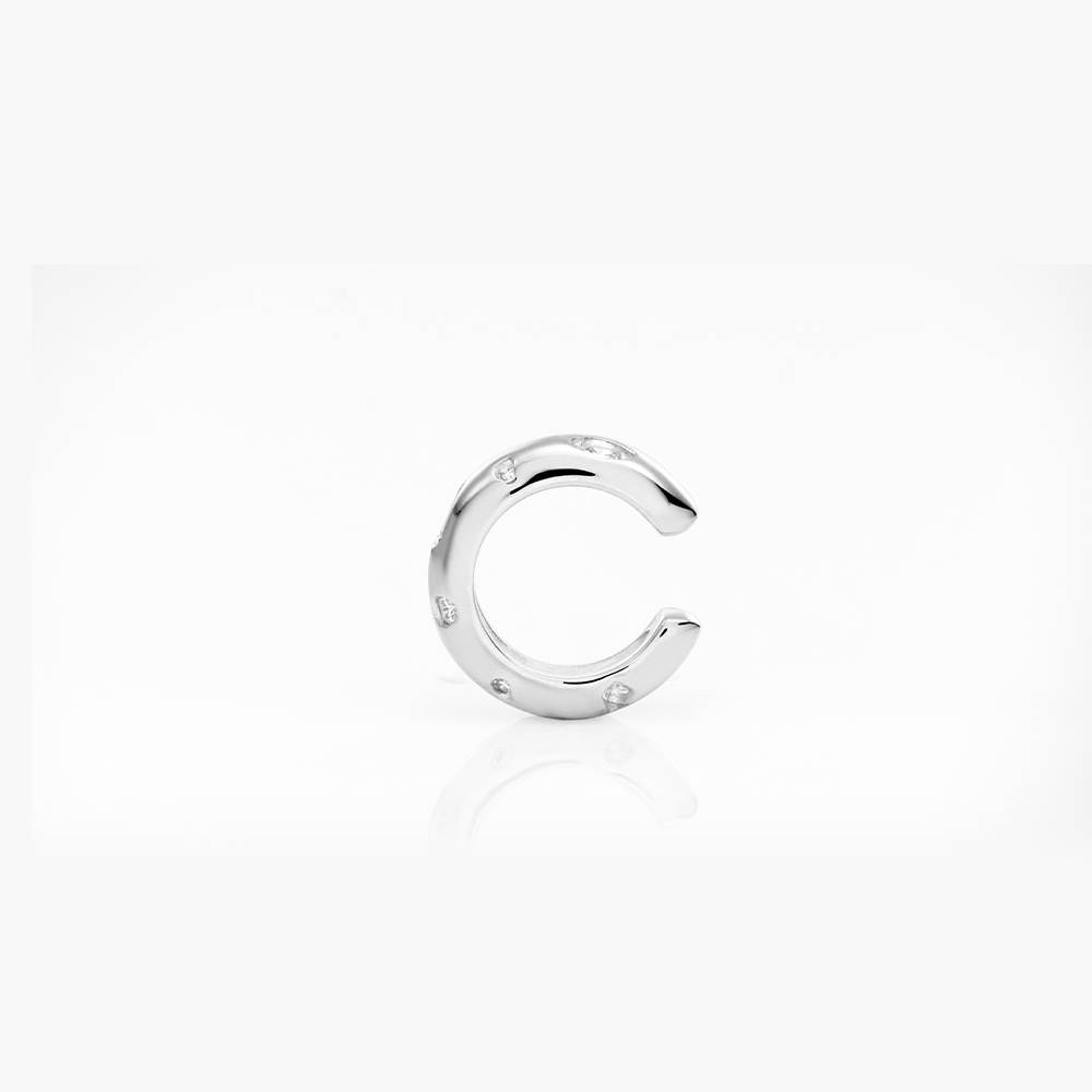 Dome Ear Cuff with Cubic Zirconia - Silver-3 product photo