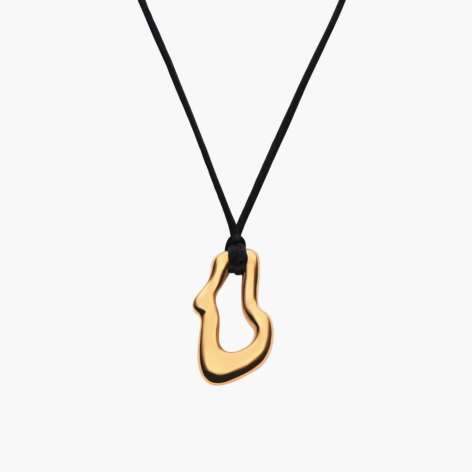 Dome Wavy Pendant with Black Cord- Gold tone Dipped Brass-2 product photo