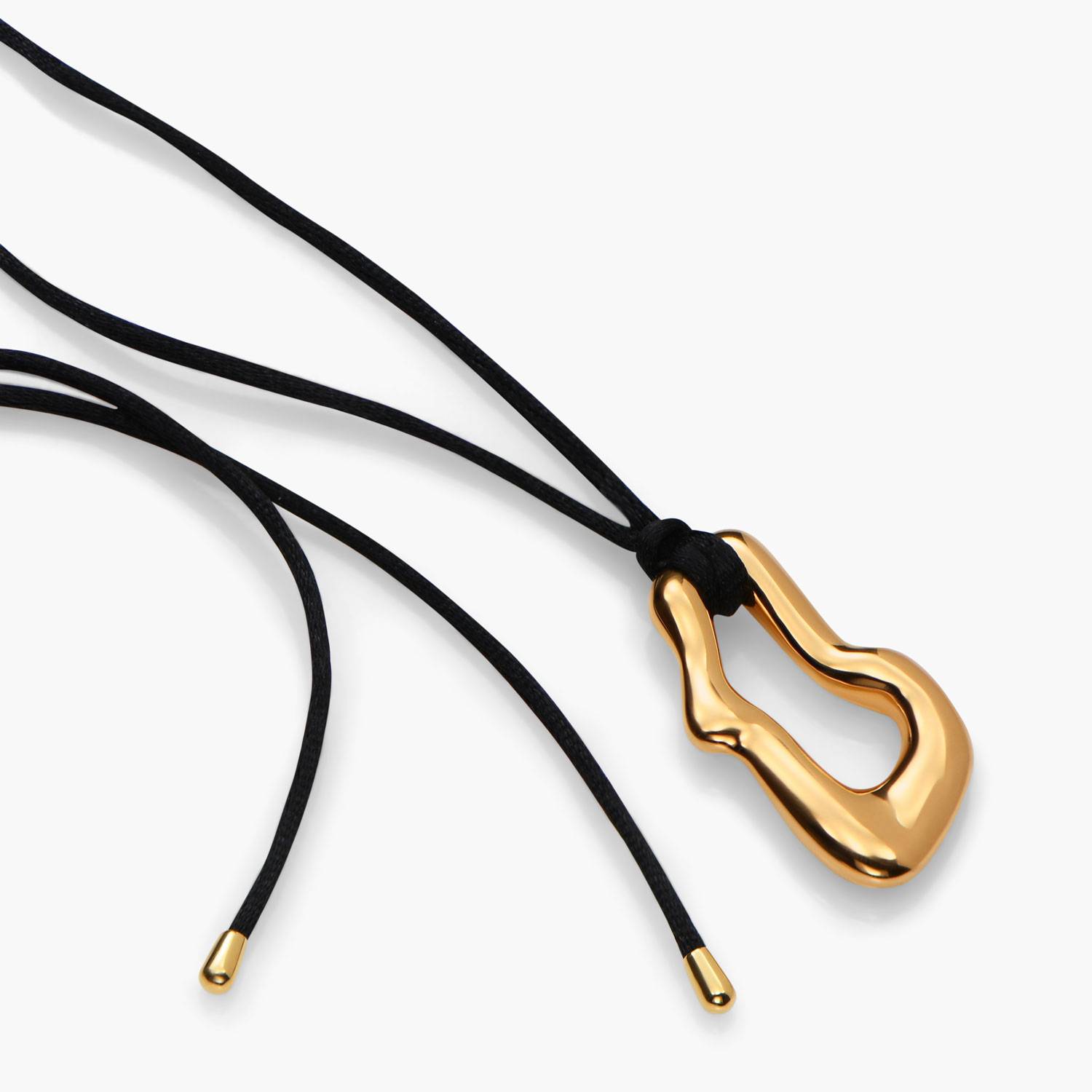 Dome Wavy Pendant with Black Cord- Gold tone Dipped Brass-6 product photo