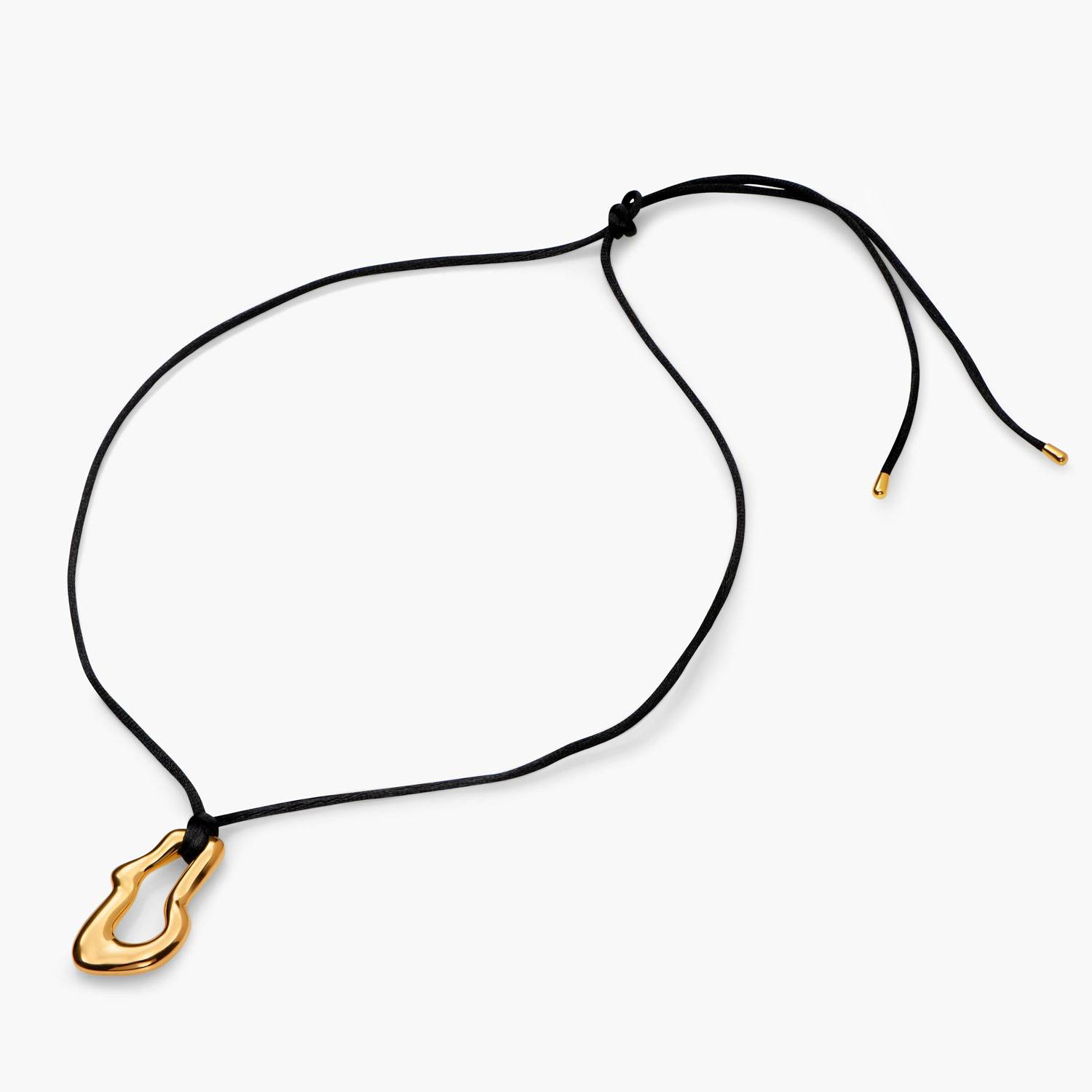 Dome Wavy Pendant with Black Cord- Gold tone Dipped Brass-5 product photo