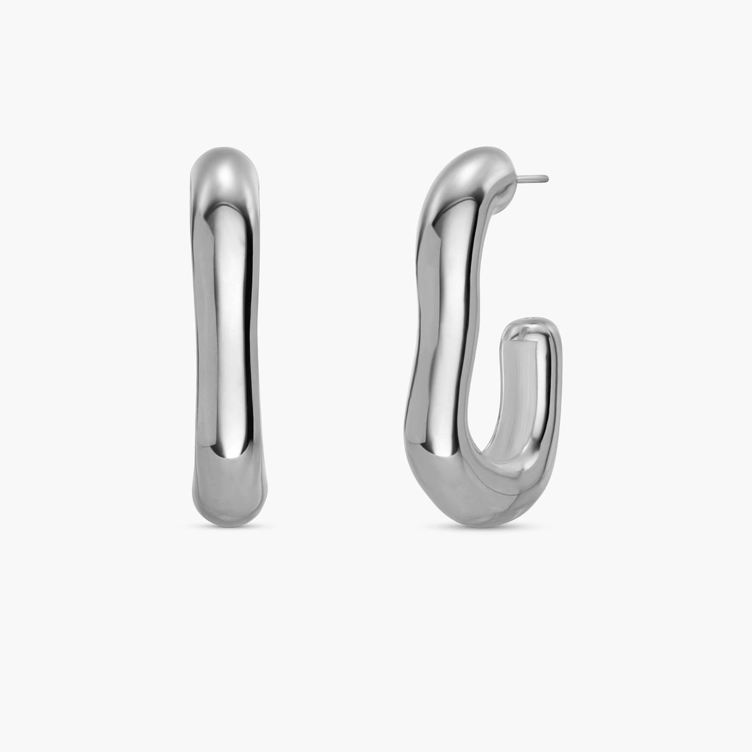 Dome Wavy Stud Earrings- Silver Plated