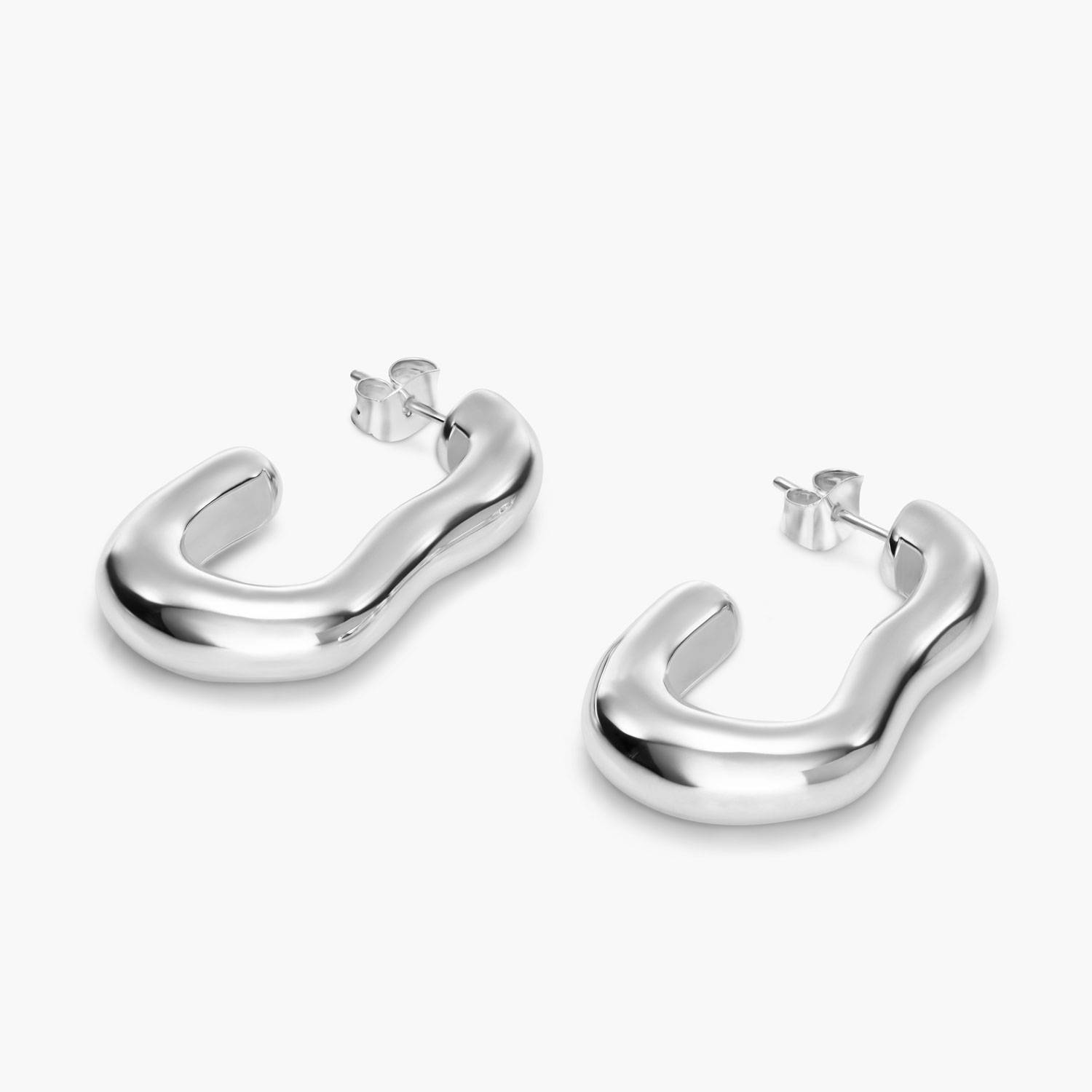 Boucles d’oreilles dôme ondulé – Laiton Plaqué Argent-3 photo du produit