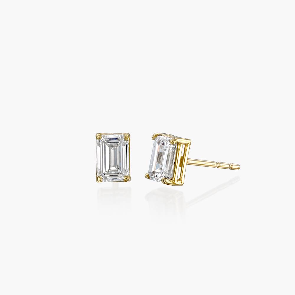Emerald Cut Diamond Stud Earrings 0.4 CT- 14k Solid Gold