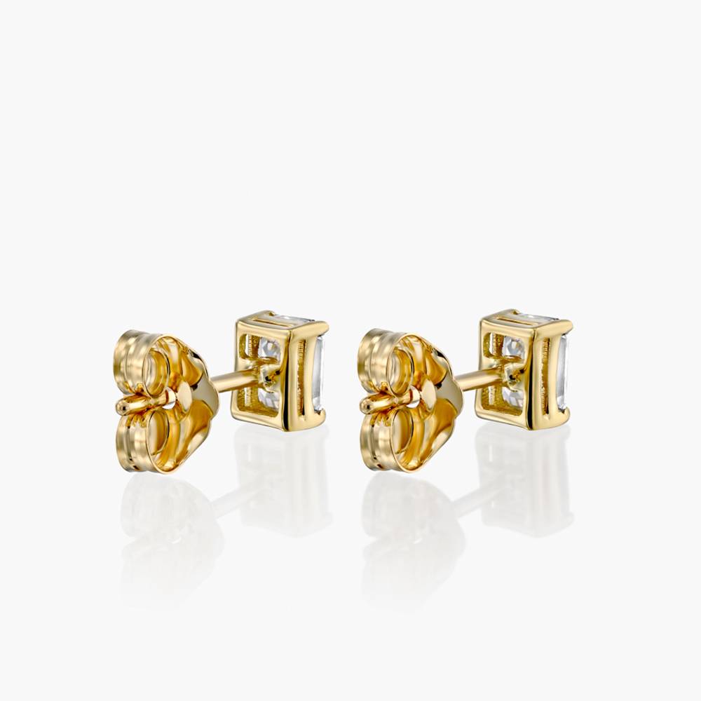 Emerald Cut Diamond Stud Earrings 0.6 CT- 14k Yellow Solid Gold-4 product photo