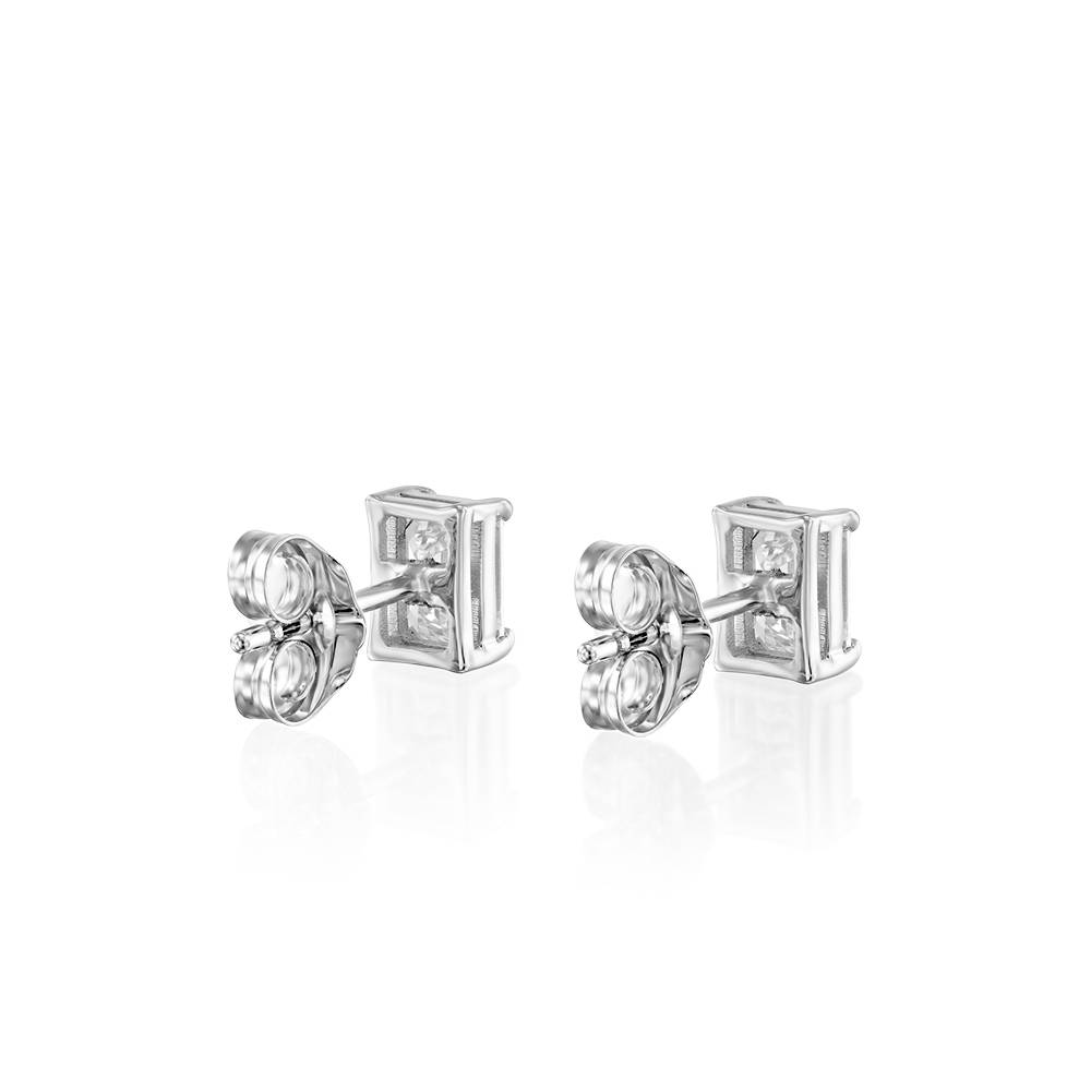 Emerald Cut Diamond Stud Earrings 0.8 CT- 14k Solid White Gold-2 product photo